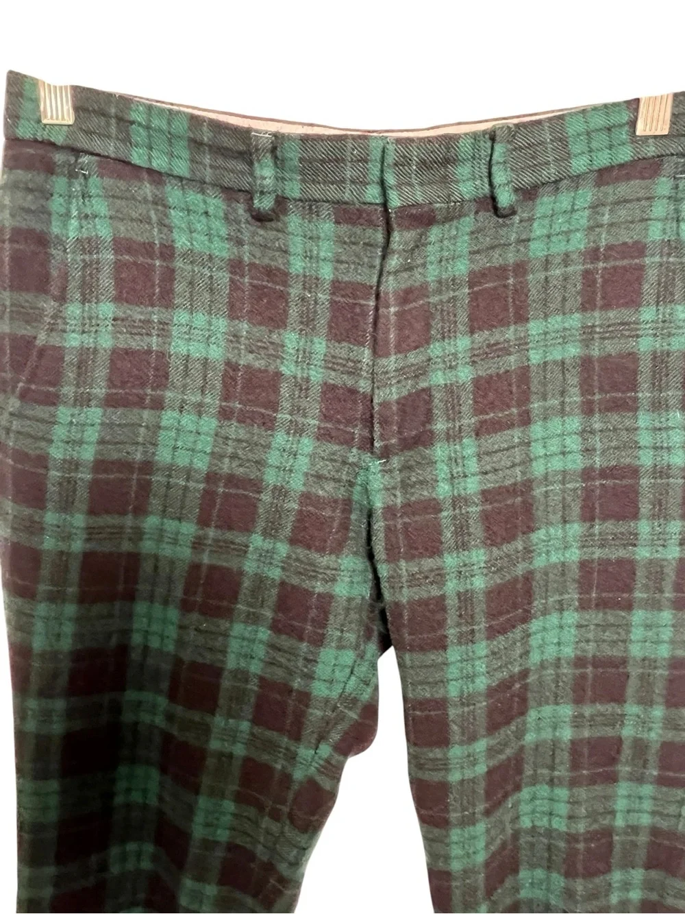 Men's Green Plaid Dress Pants - Classic Tailored Fit